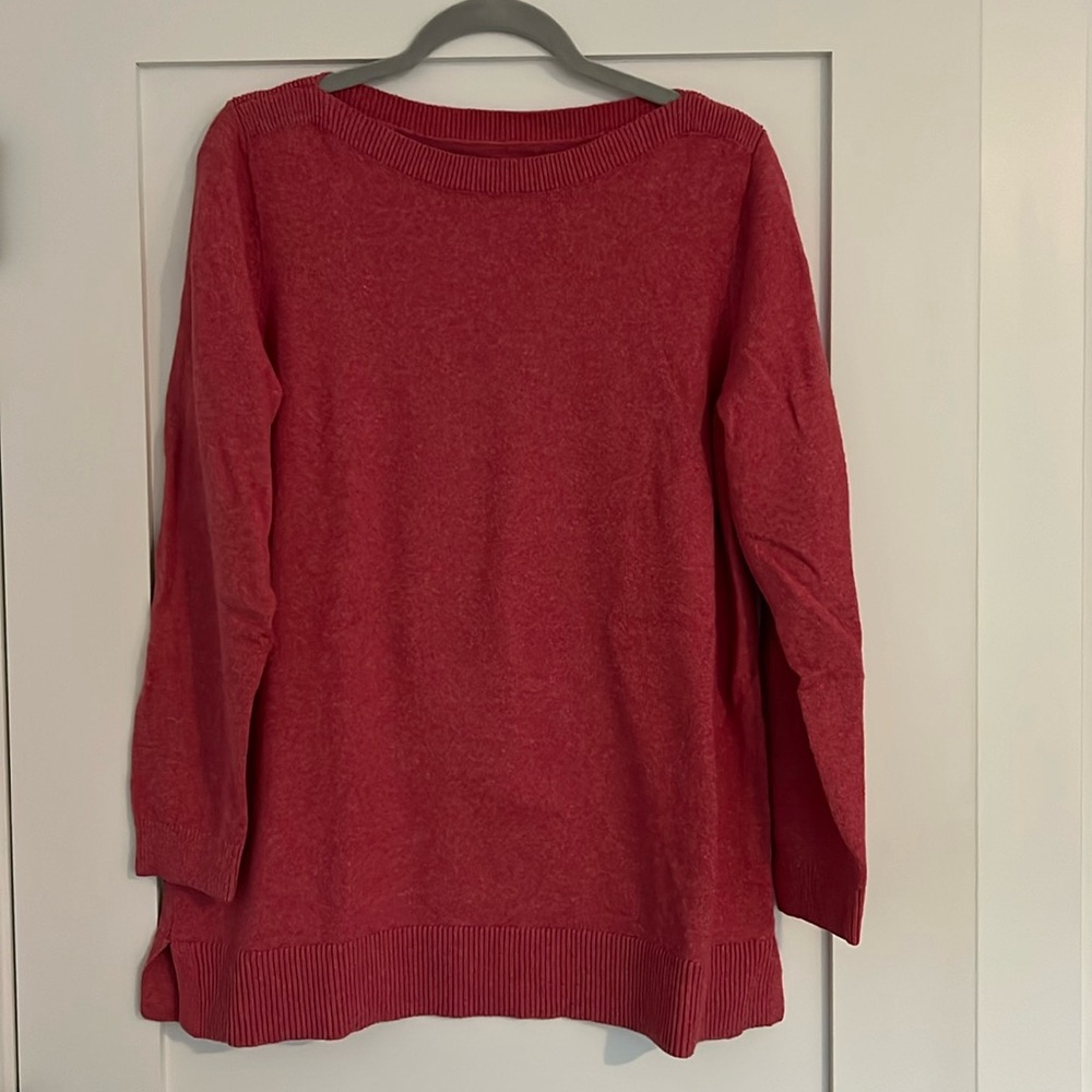 Loft pink heathered crew neck tunic sweater size xl